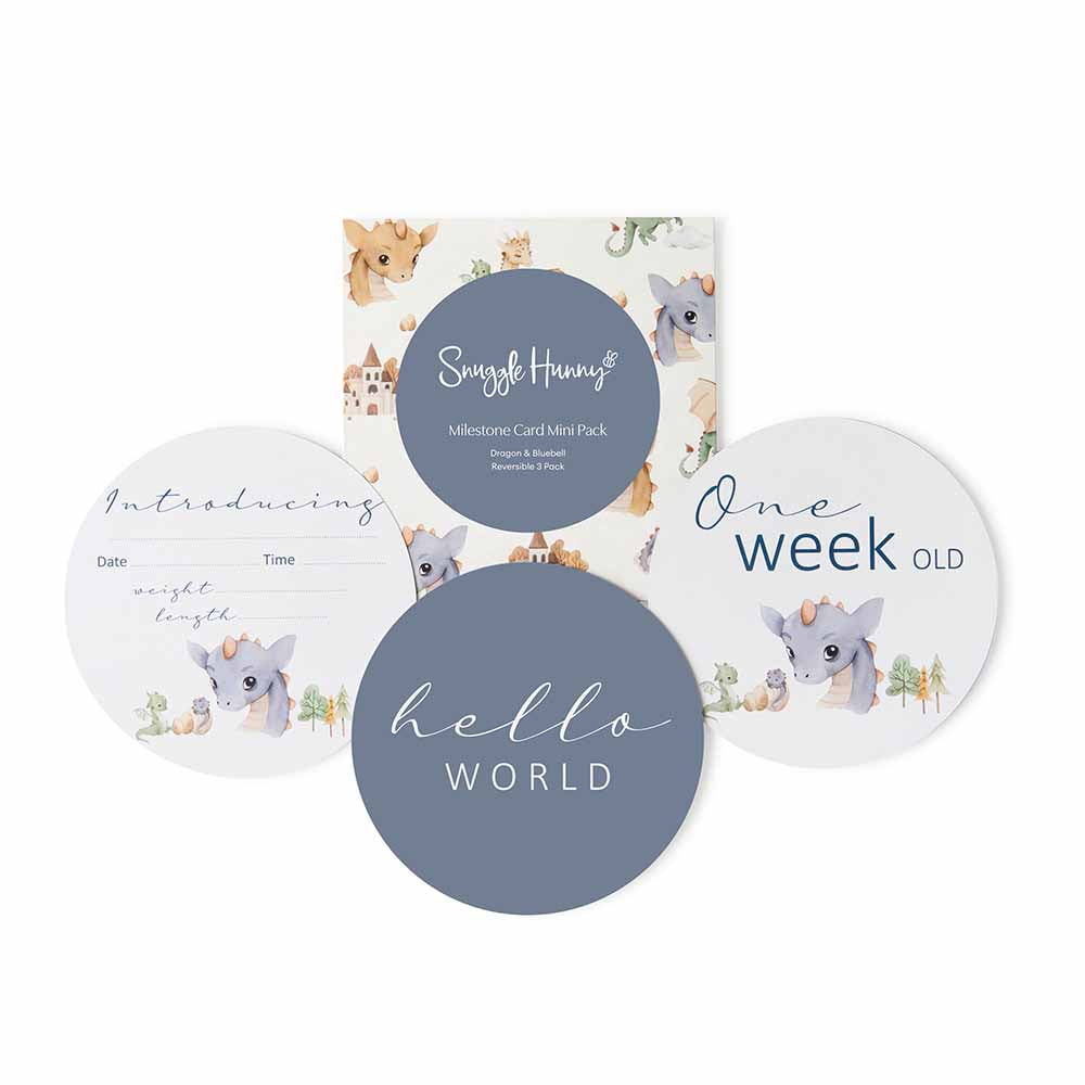 New Baby Set - Organic Muslin Wrap, Beanie/Topknot, 3-Pack Milestone Cards