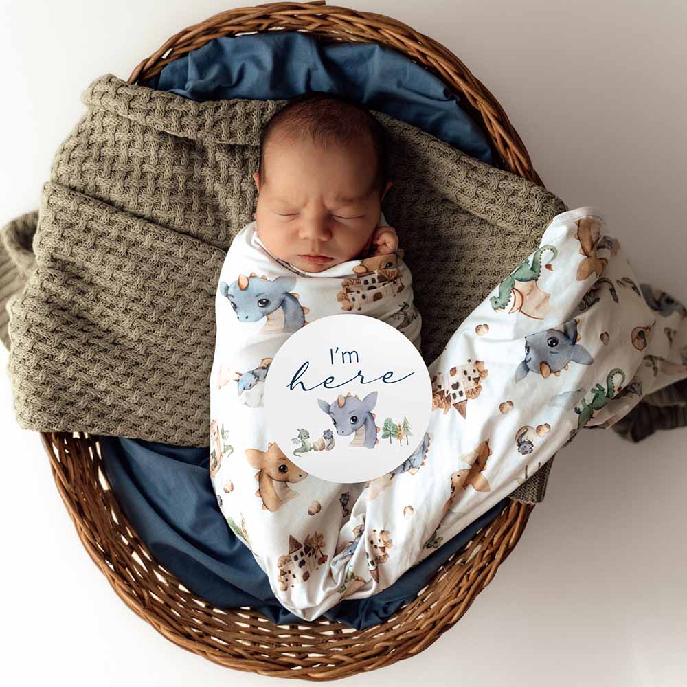 LIMITED EDITION Year of the Dragon Set - Organic Muslin Wrap, Beanie, Milestone Cards