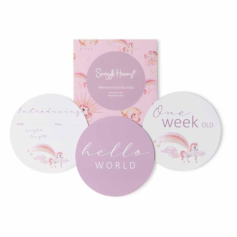 New Baby Set - Organic Muslin Wrap, Beanie/Topknot, 3-Pack Milestone Cards