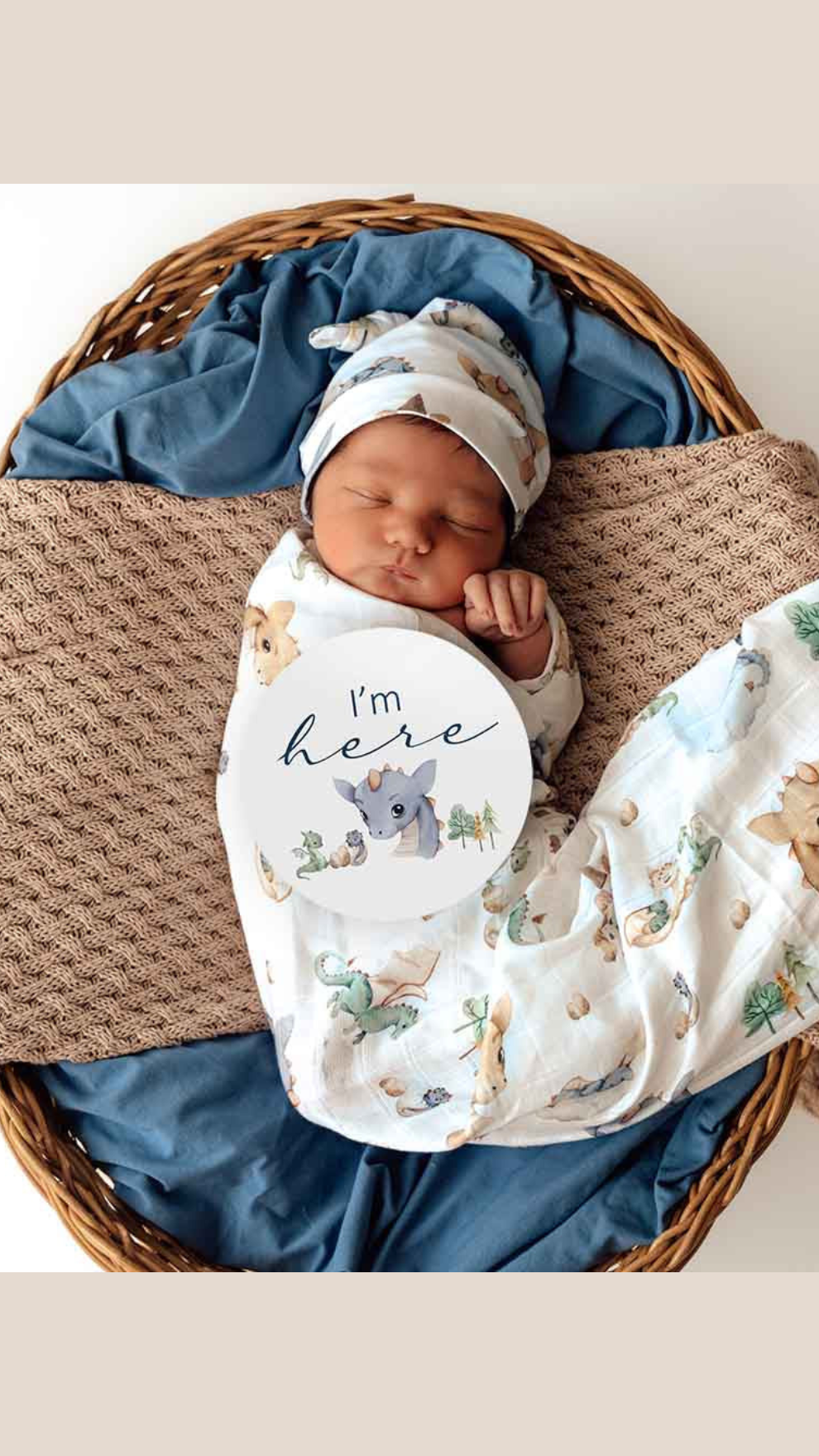 LIMITED EDITION Year of the Dragon Set - Organic Muslin Wrap, Beanie, Milestone Cards
