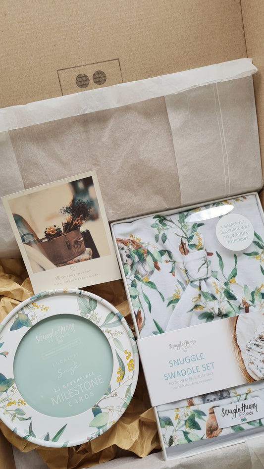 Baby Milestone Bundle A - Swaddle, Beanie, Milestone