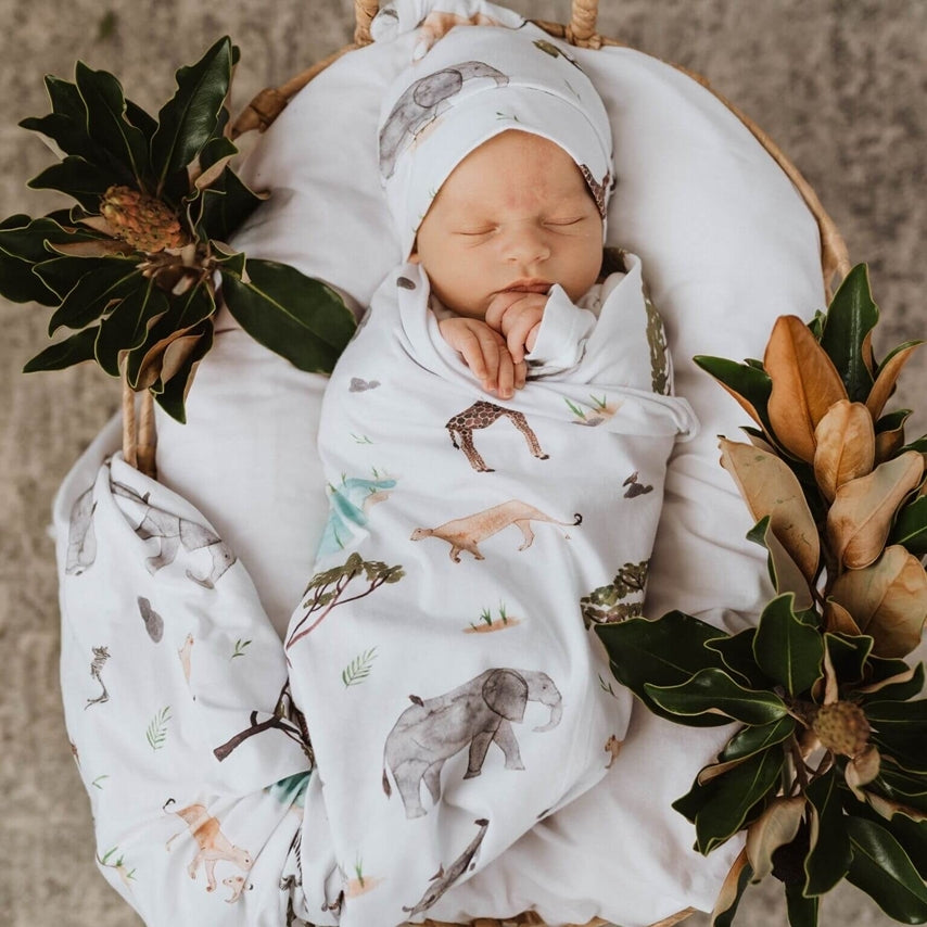 Baby Jersey Wrap & Beanie Set