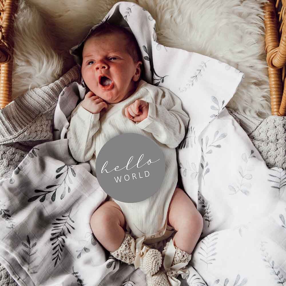 Baby Milestone Bundle C - Organic Muslin Wrap, Milestone Cards